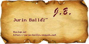 Jurin Balló névjegykártya